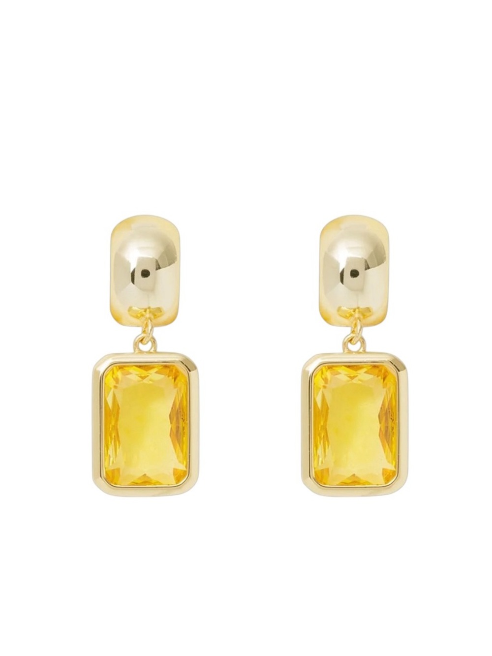 Amanda Blu Yellow Rectangle Cubic Zirconia Rhinestone 18K Dipped Gold Earring